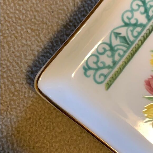 Vintage Aynsley Victorian Garden Square Fine Bone China  Trinket Dish - Picture 6 of 7